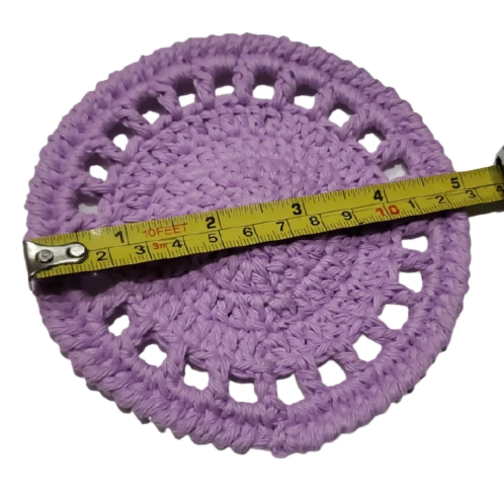 Ecofriendly Cotton Round Coaster Set of 4-Handmade Crocheted- Light Purple