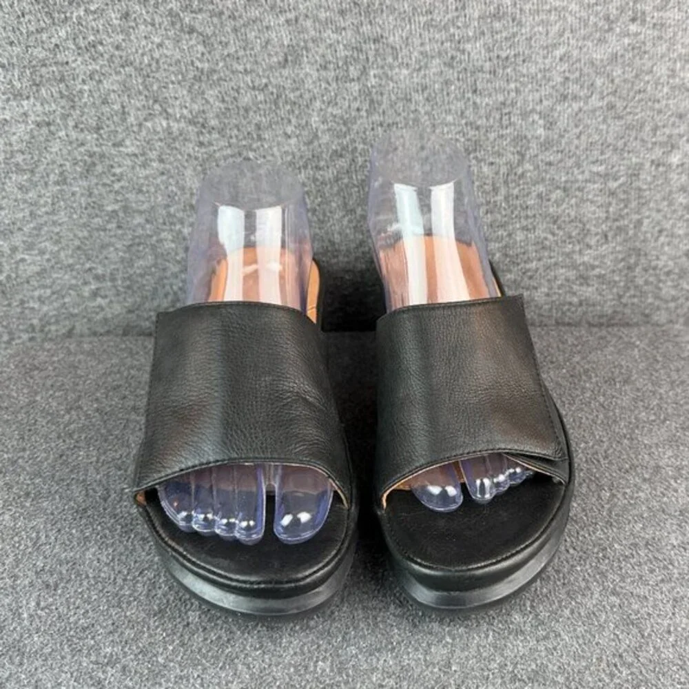 L’Amour Des Pieds Vester Black Leather Slide‎ Sandals Women’s 8M