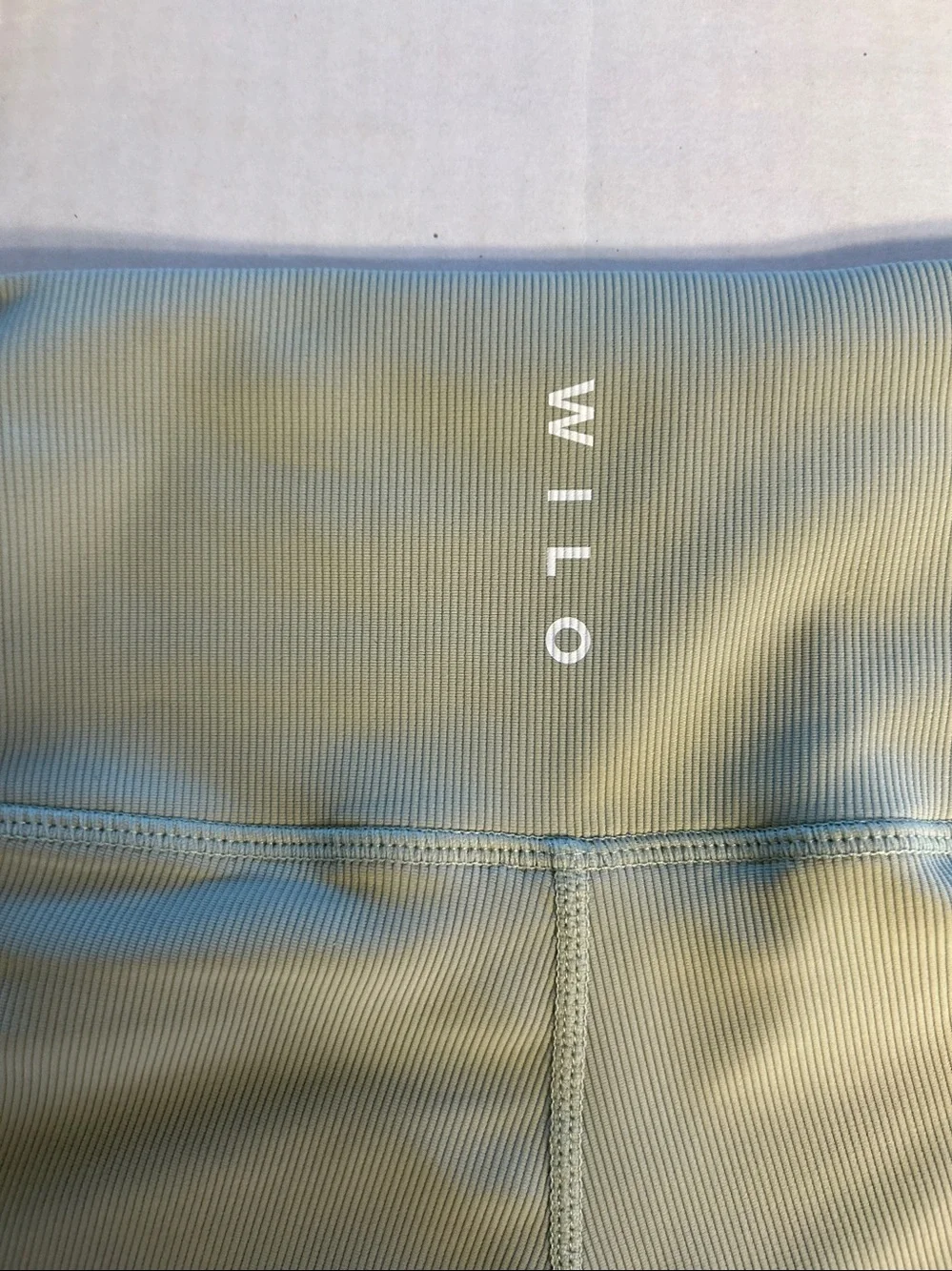 Wilo Ribbed Halter Sport Bra  High Waist Shorts Sage Green Workout Set. Sz XS