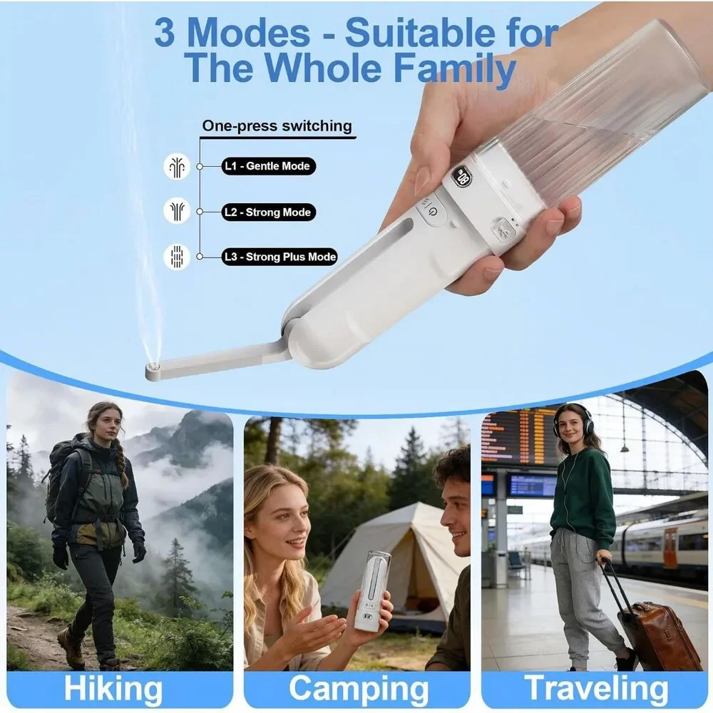 Portable Electric Bidet & Foldable Wiper Tool Set White
