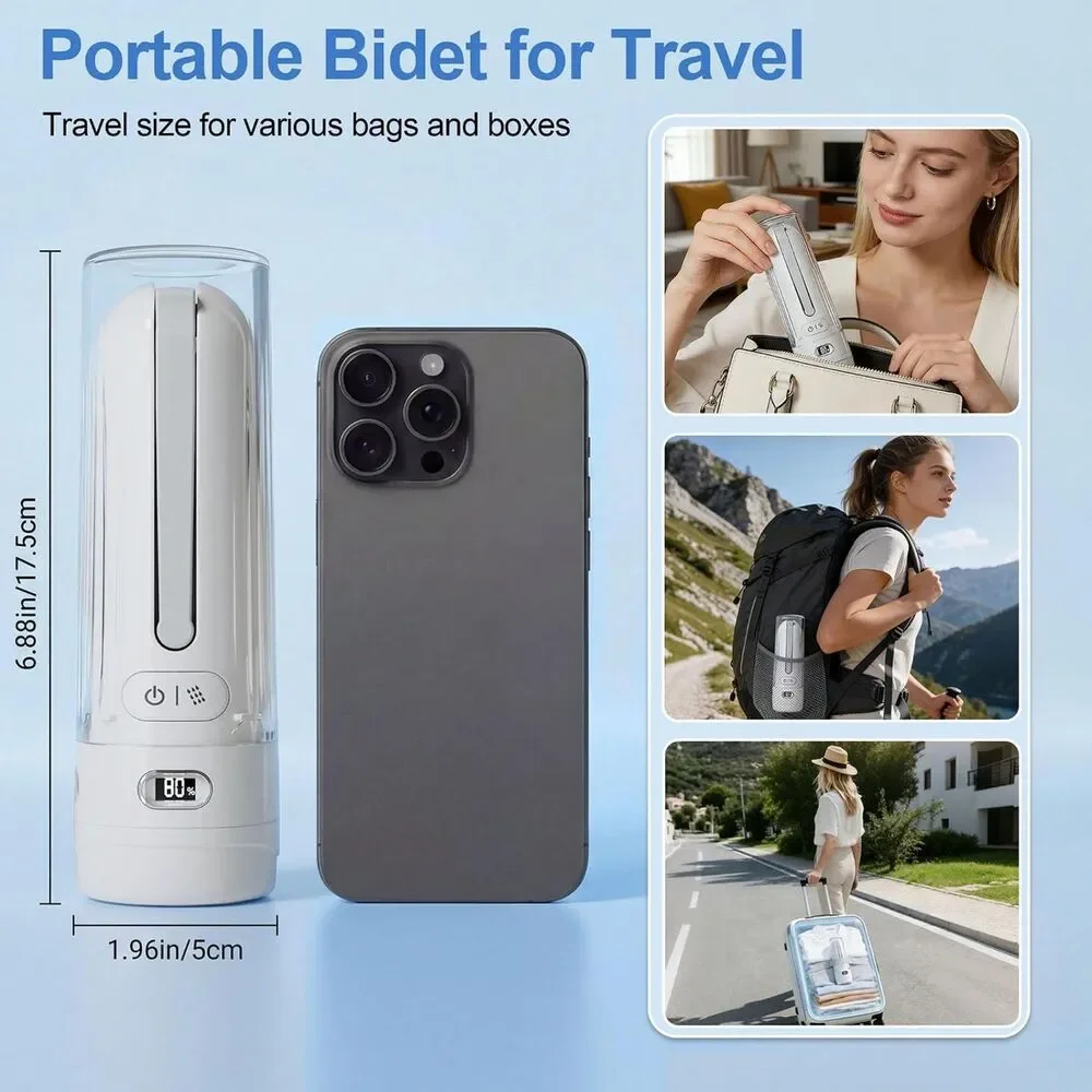 Portable Electric Bidet & Foldable Wiper Tool Set White