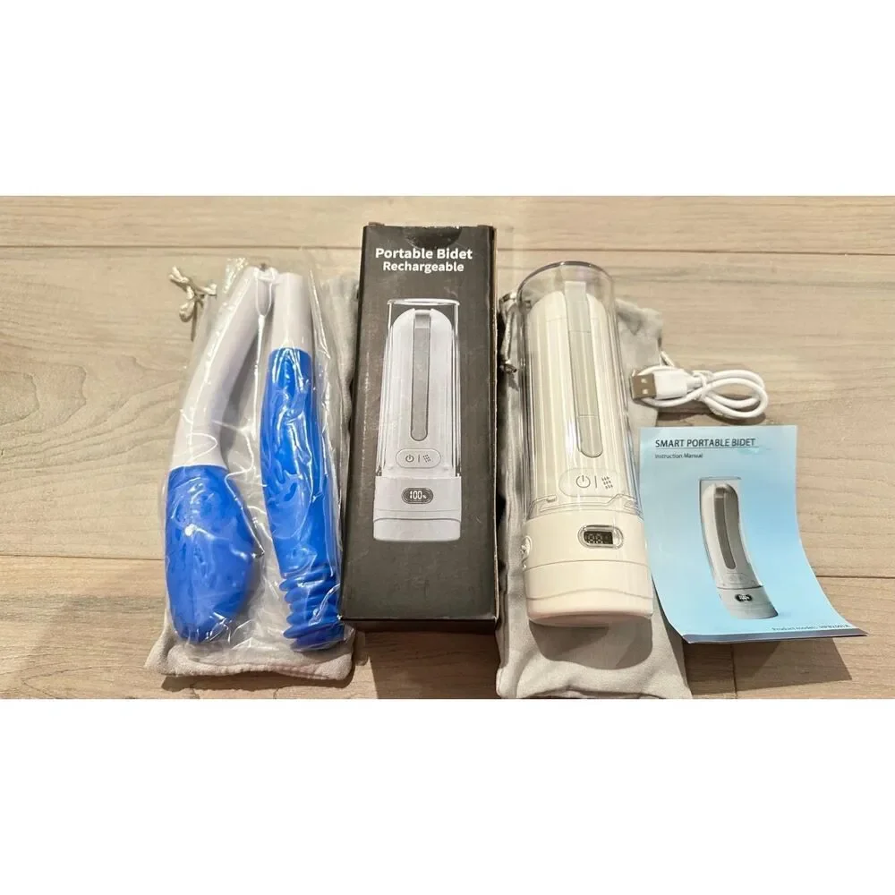 Portable Electric Bidet & Foldable Wiper Tool Set White