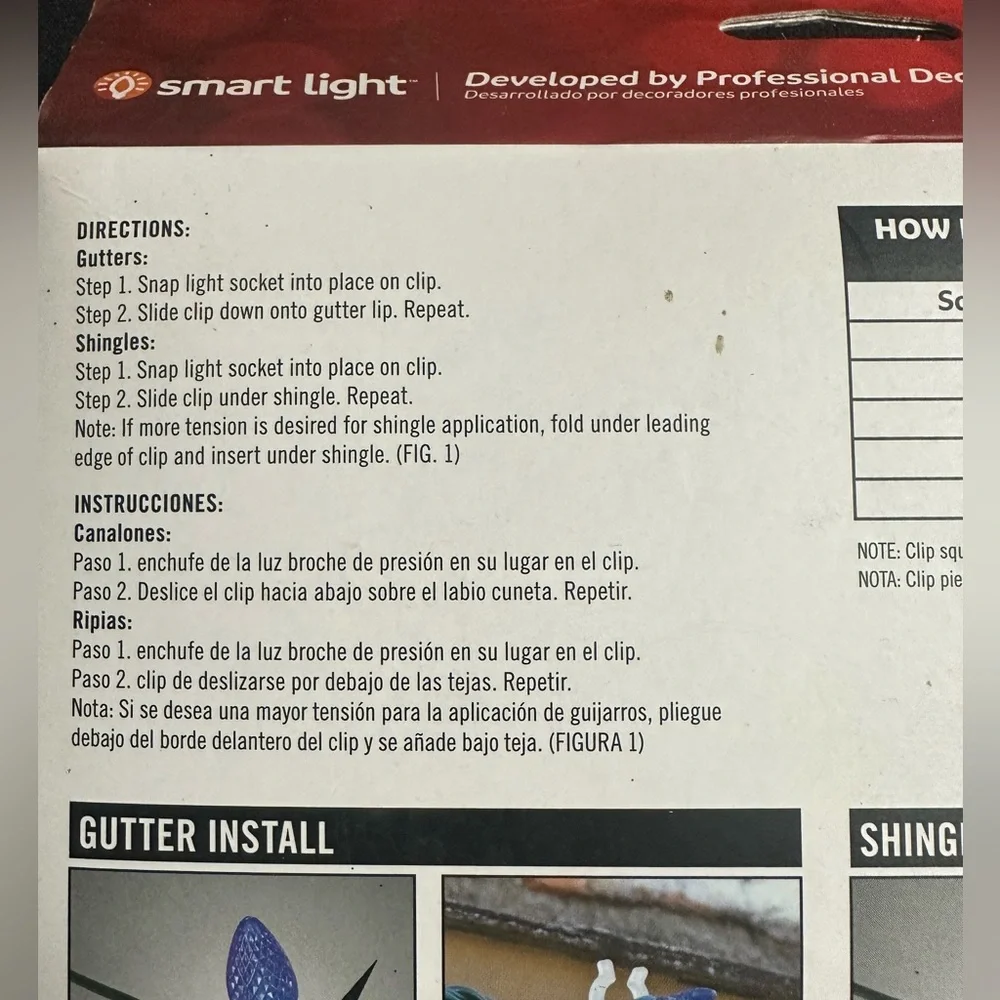 🌸 $3 if bundled Universal Light Clips for gutters shingles & tile 100 Clips NWT