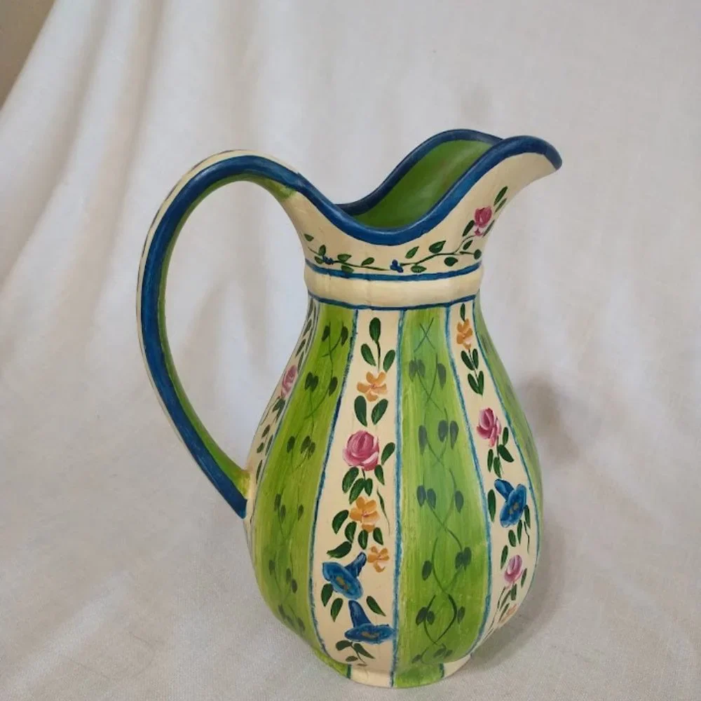 Jane Keltner Floral Pattern Designer Pitcher. antique pitcher