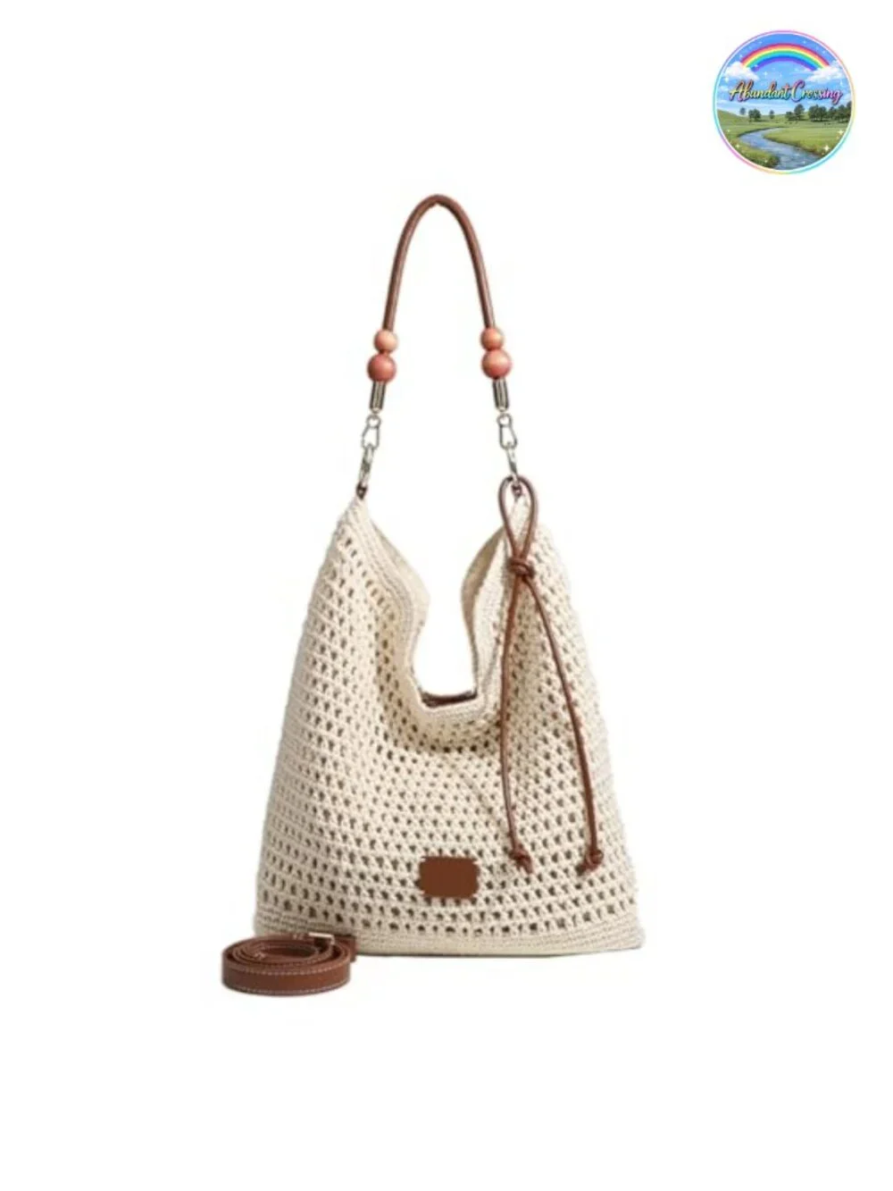 Crochet Knit Summer Tote Bag, Woven Beach Shoulder Bag, Bohemian Hollow Hobo