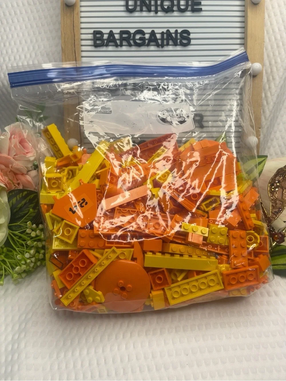 LEGO Orange Yellow Parts Lot 1.5 lbs Mixed Bulk Bricks