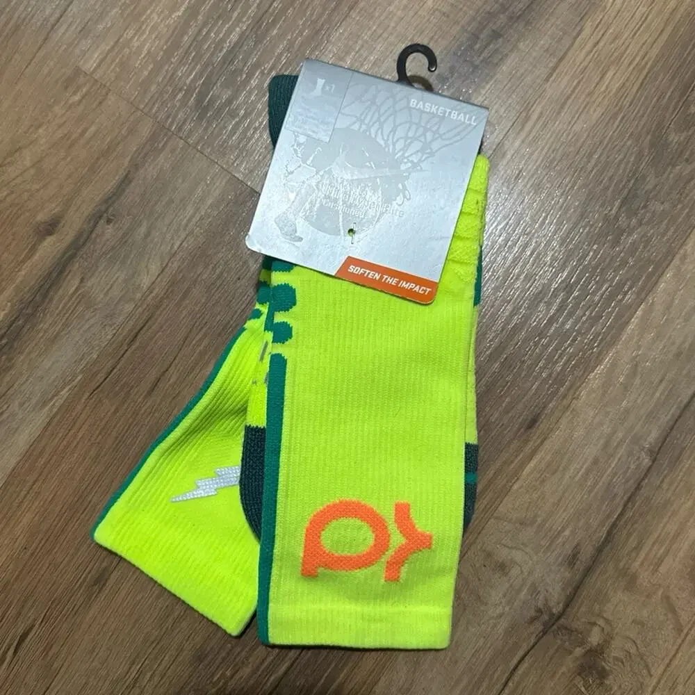 2013 Nike KD Hyper Elite Cushioned Basketball Volt Blue Dri-Fit Crew Socks
