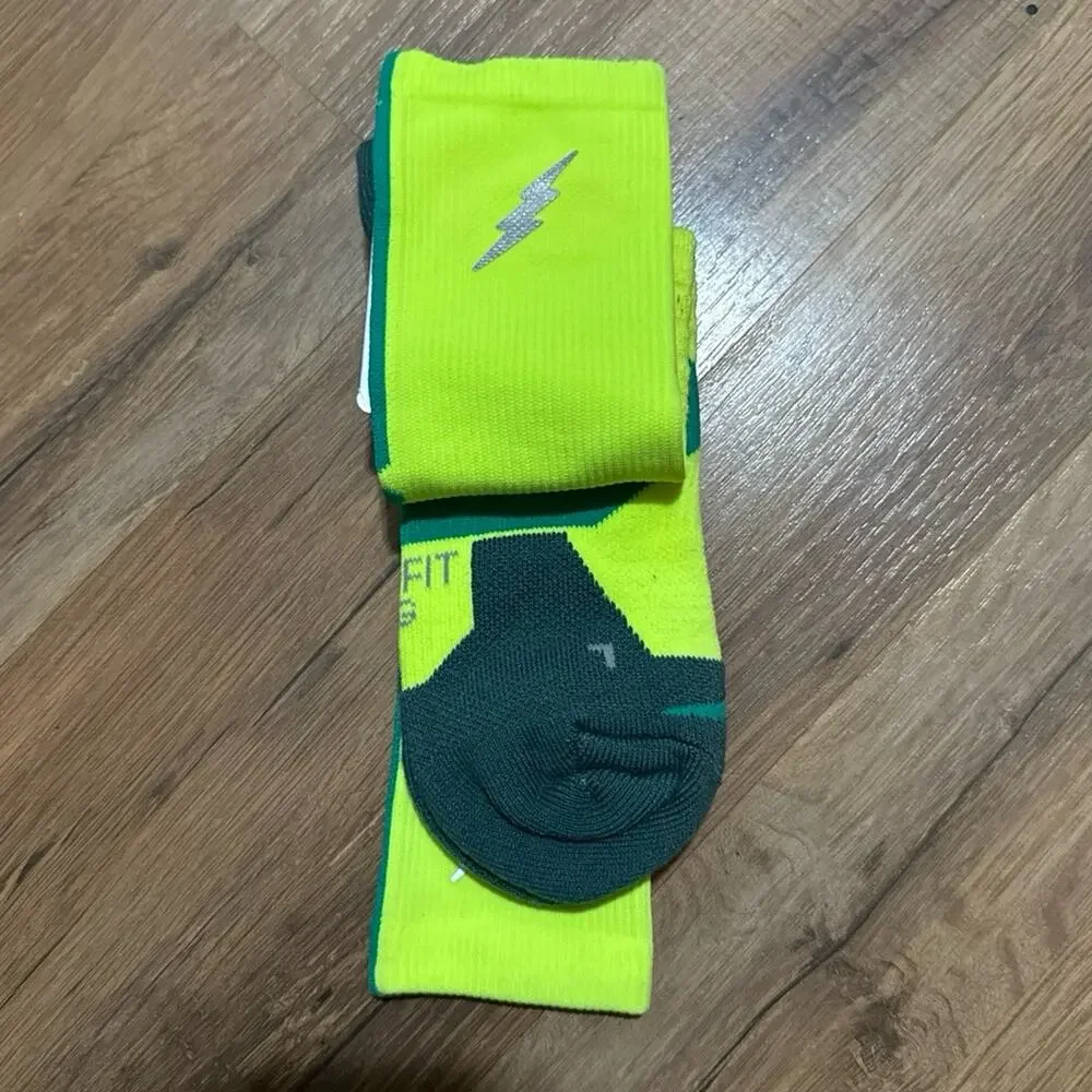 2013 Nike KD Hyper Elite Cushioned Basketball Volt Blue Dri-Fit Crew Socks