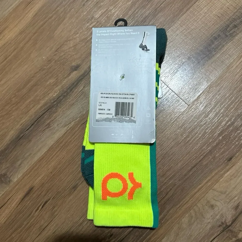 2013 Nike KD Hyper Elite Cushioned Basketball Volt Blue Dri-Fit Crew Socks
