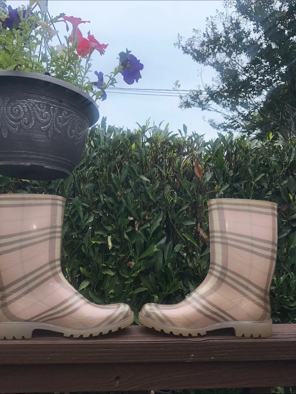Vintage Baby pink Burberry rubber rain boots