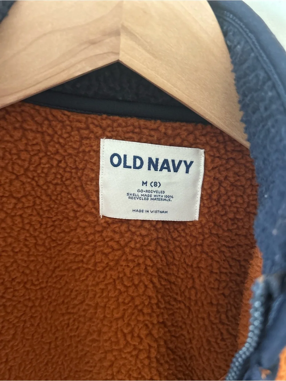Old Navy Orange Sherpa Jacket with Green Sleeves