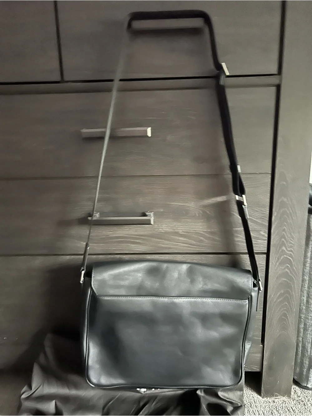 Michael Kors Black Leather Messenger Crossbody