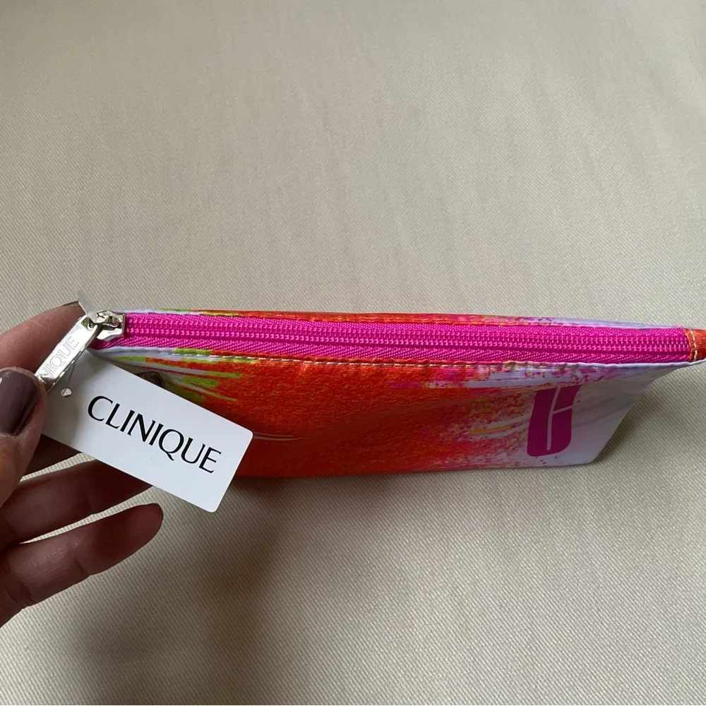 Clinique Cosmetic Bag Makeup Pouch Bright Spring Happy 😃 NWT