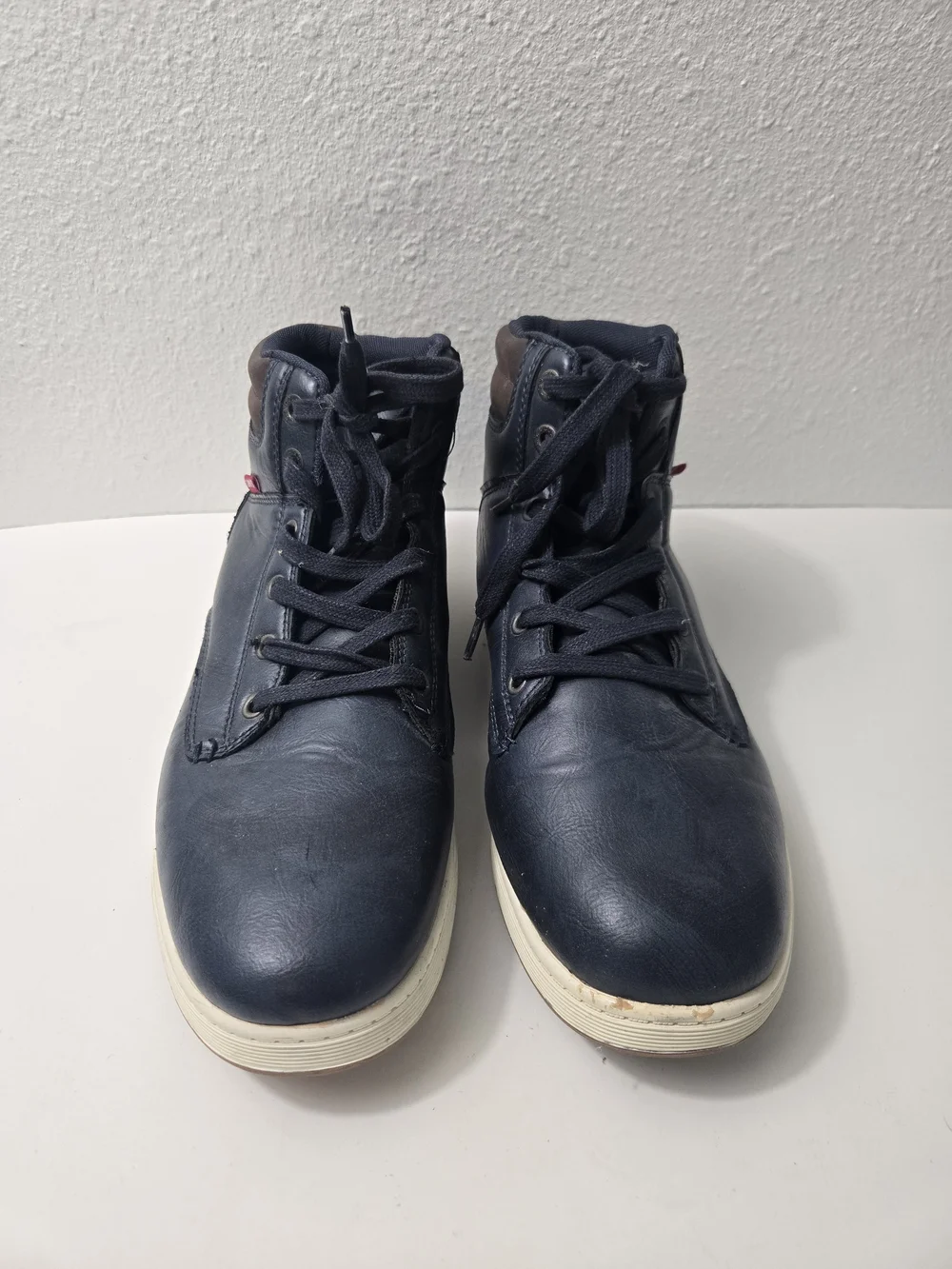 Levi's Navy High-Top Lace-Up Boots with White Sole - Size 9.5