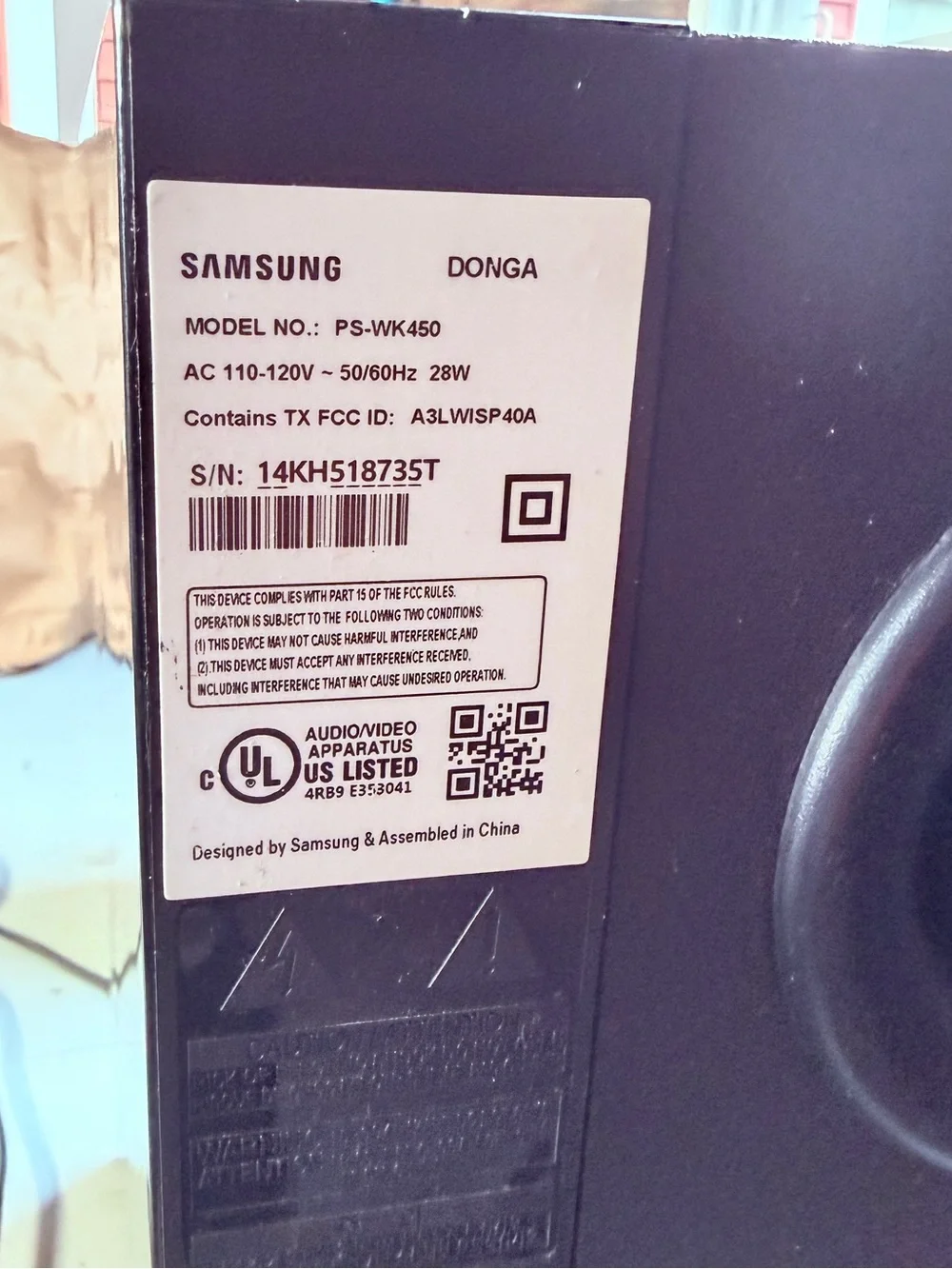 Samsung (PS-WK450) Subwoofer and (HW-KM45C) Soundbar Theater System w/Remote
