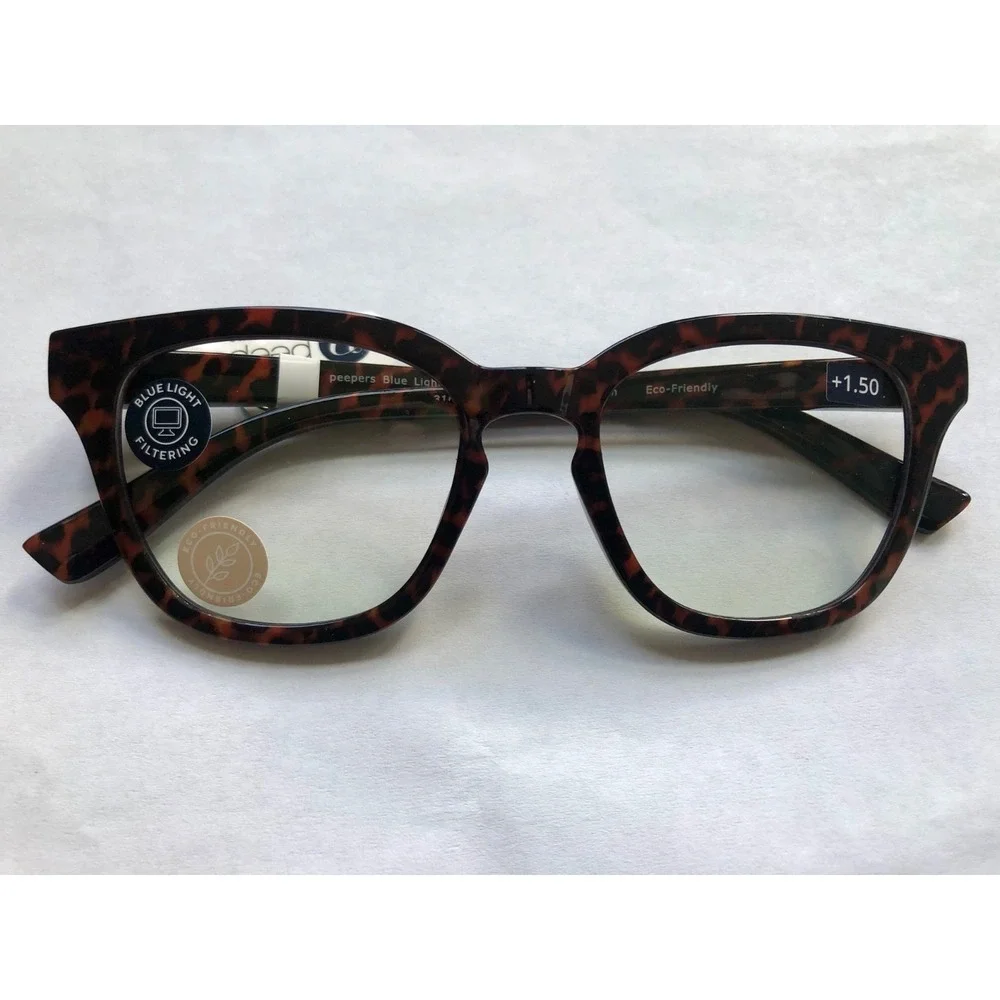 New Betsy Leopard Peepers Blue‎ Light Filtering Reading Glasses +1.50