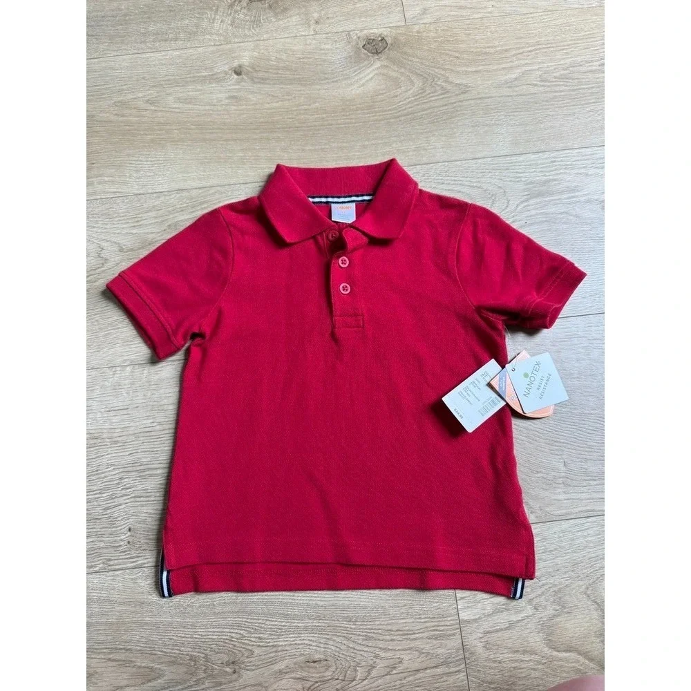NWT Boys Kids Gymboree playproof uniforms nanotex short sleeve red polo size 2T