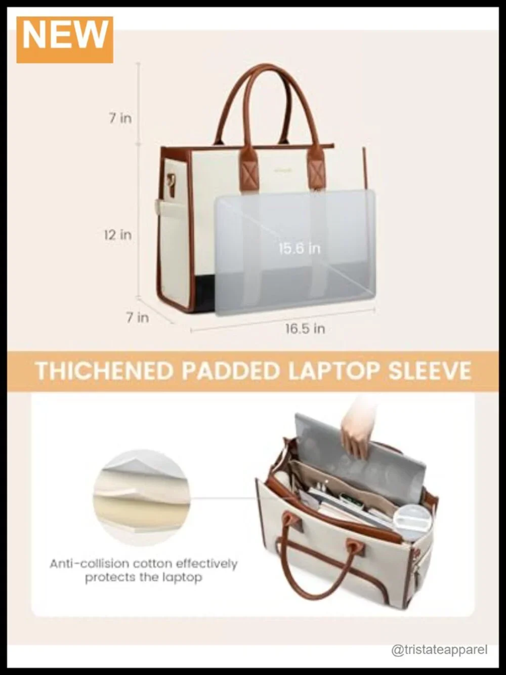 3-in-1 Work Tote with Lunch Compartment, Giant Tumbler Holder, PU Leather, Fits