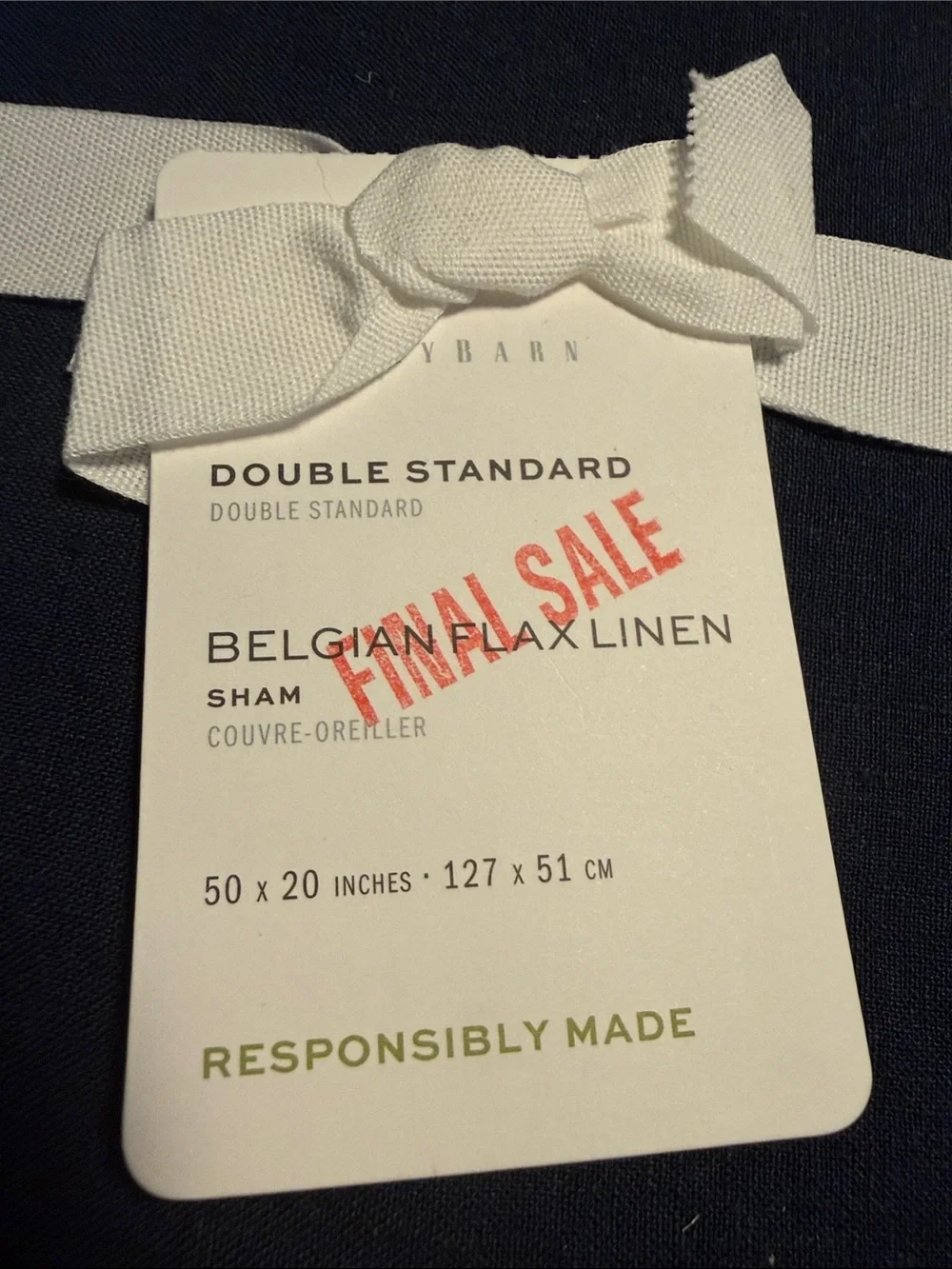 Pottery Barn navy belgian