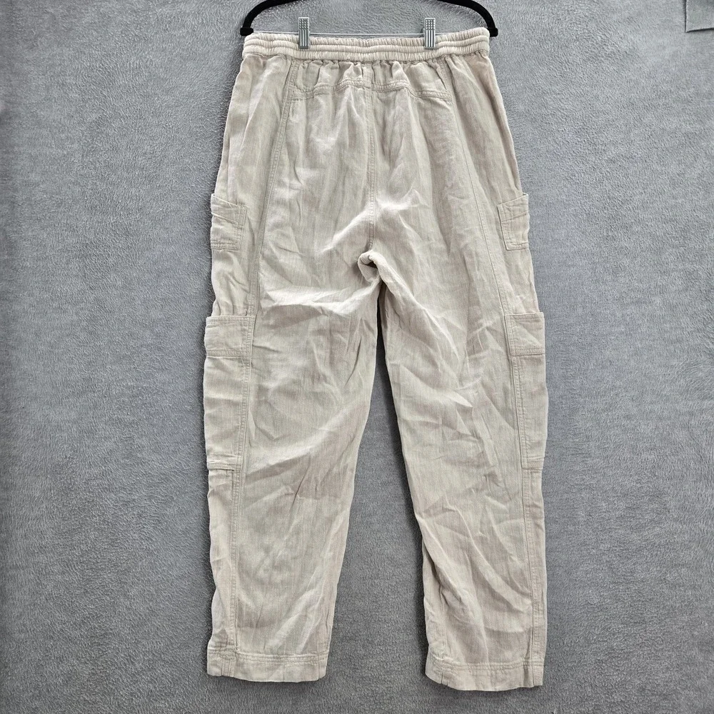 Free People Women Pants M Brown Feelin Good‎ Utility Cargo Linen 27