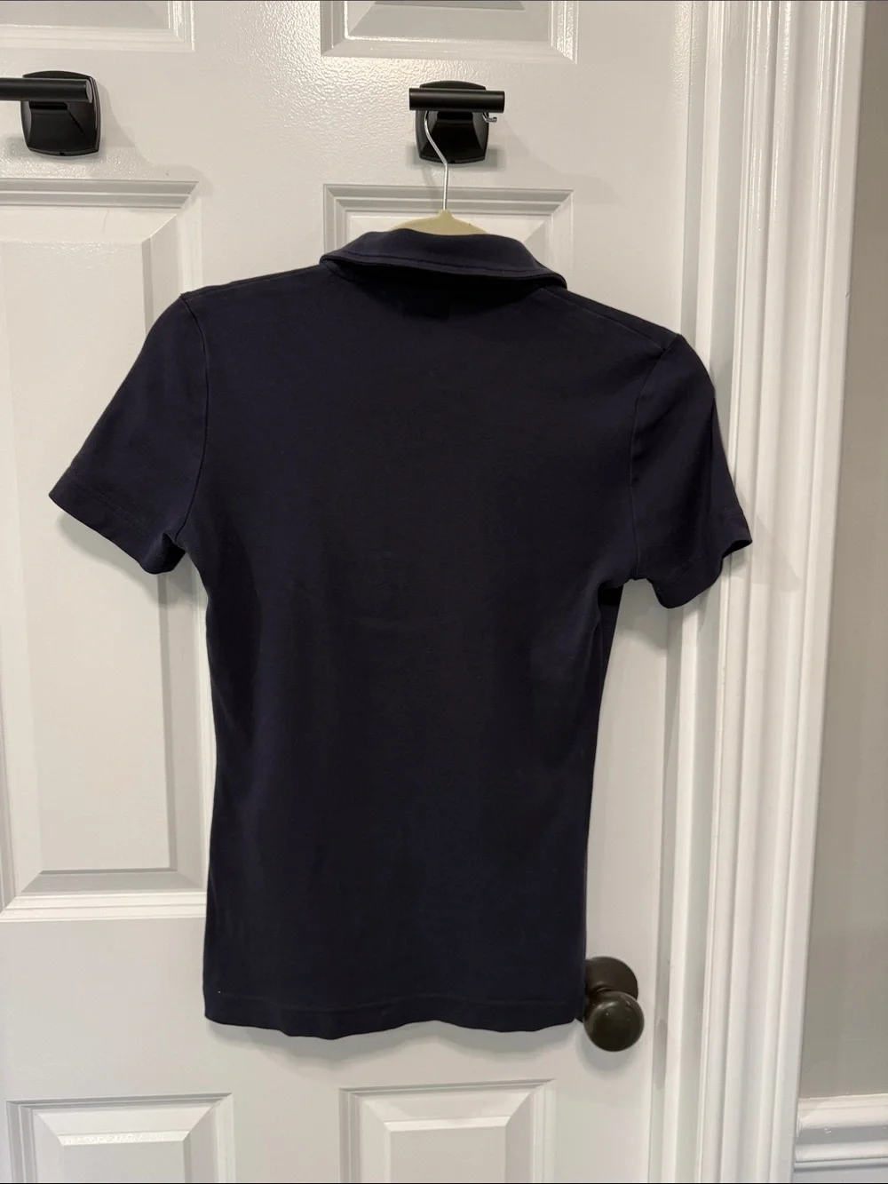 Tory Burch Navy Short-Sleeve Button Polo with Logo Buttons
