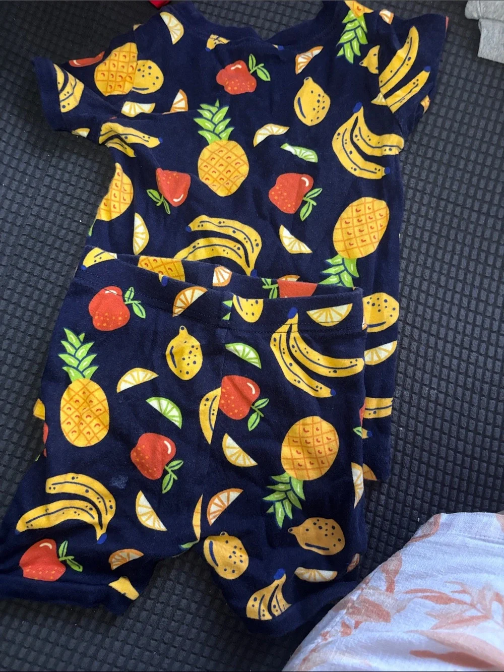 Old Navy Navy Fruit Print Kids Footie Pajamas - Yellow Pineapple & Banana