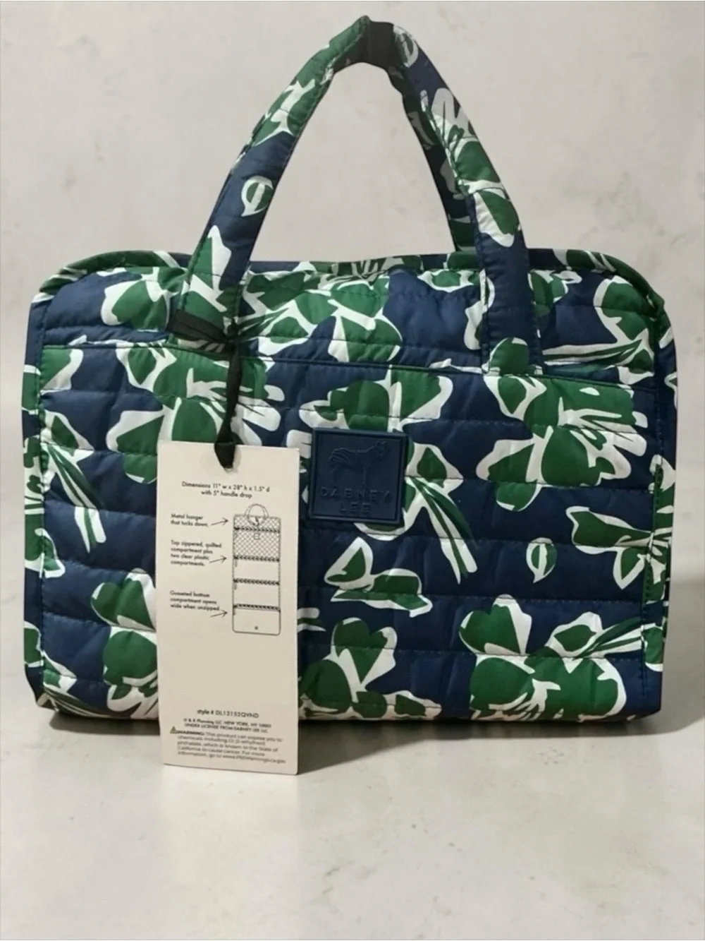 Dabney Lee Hanging Travel Organizer Makeup Toiletry Bag Blue Floral NWT