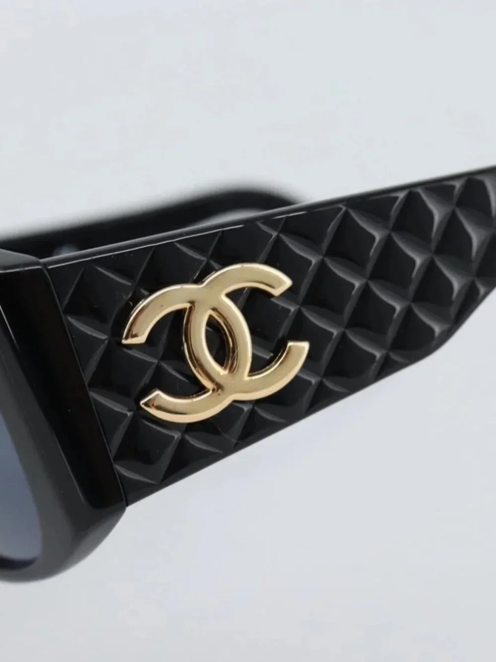 CHANEL COCO Mark Sunglasses plastic Black CC Auth 188635M