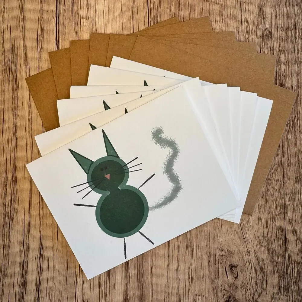 Greeting Cards Blank Notes Thank You Cards Cat Lover 6 w/Envelopes Custom Art