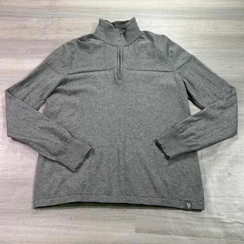 The North Face Sweater‎ Mens Medium Gray 1/4 Zip Mock Neck Knit Pullover