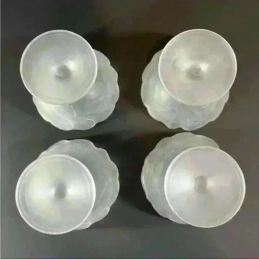 Set Of 4 Hoya Japan Textured Frosted Sherbet Ice Cream Bowls