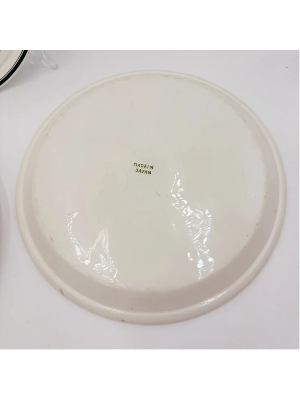 Vintage Japan 3 Compartment Divided Dinner Plates Green Stripe Set of 3 10”