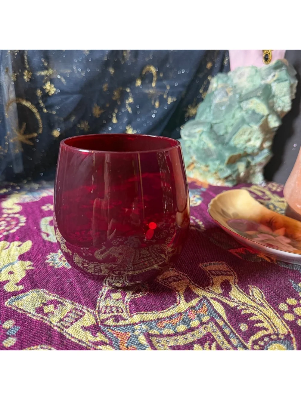 Ruby Red Stemless Wine Glass