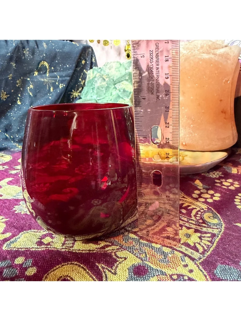 Ruby Red Stemless Wine Glass