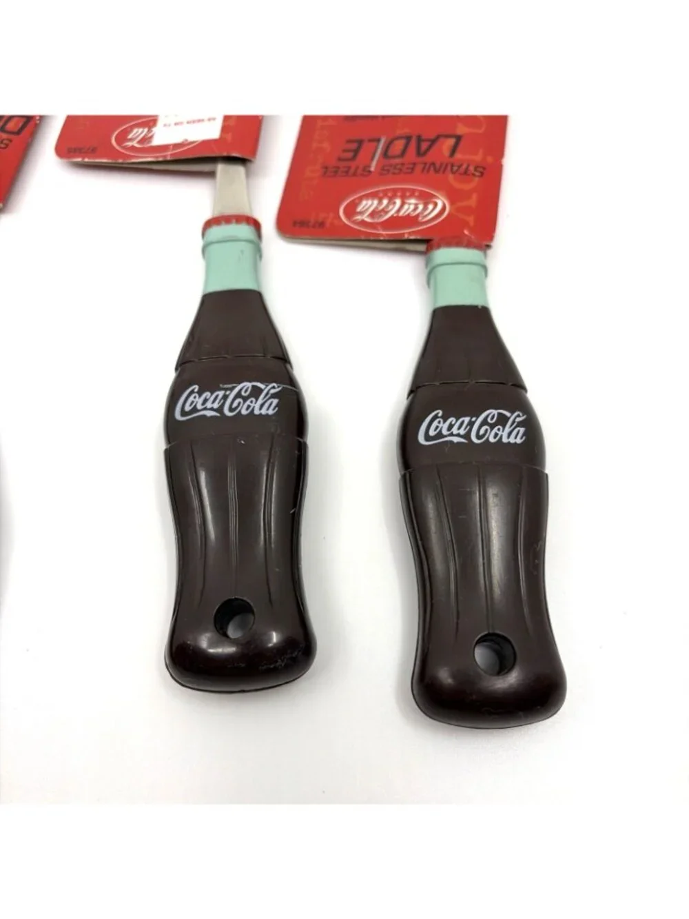 Coca-Cola 4 Pc Bottle Handle Kitchen Utensil Set Spoon Ladle Fork Masher Vintage