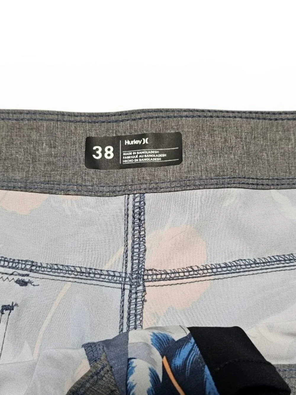 Hurley Swim Trunks Unlined Men's Blue & Orange Floral Front Key Pocket Size 38