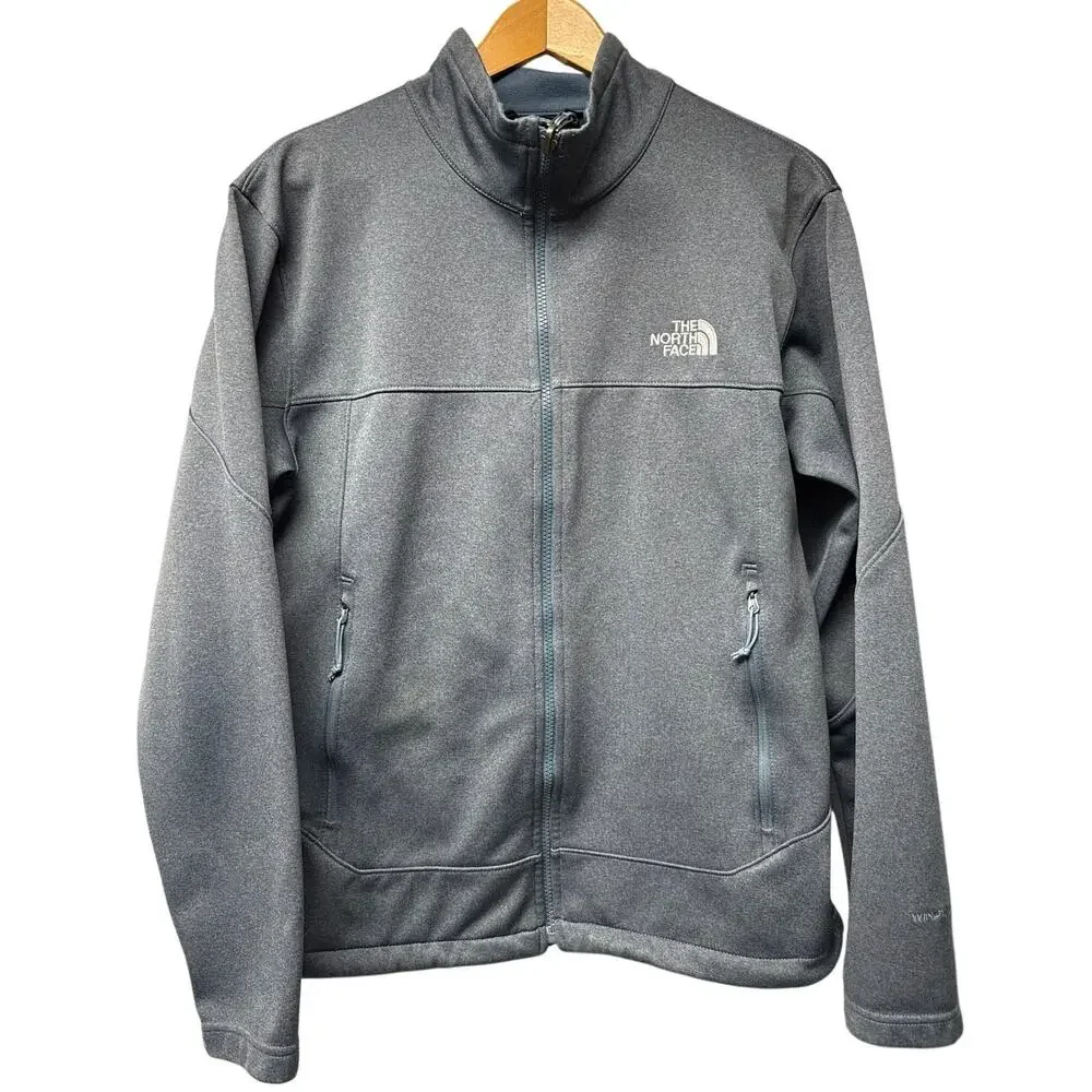 North Face Windwall Men’s Medium Full Zip Sweatshirt Jacket Gray Blue Heathered