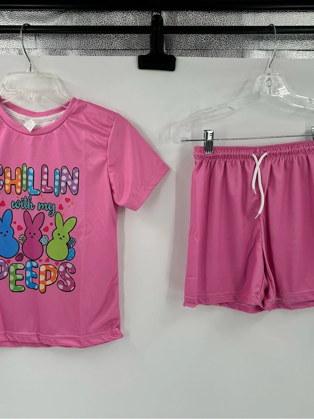 Kids Pink 'Chillin with my Peeps' Pajama Set