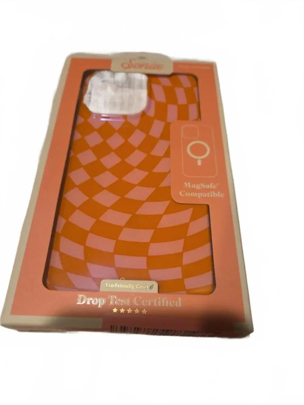 Sonix MagSafe Compatible iPhone 15 Pro Max Case Orange Checkered Pattern