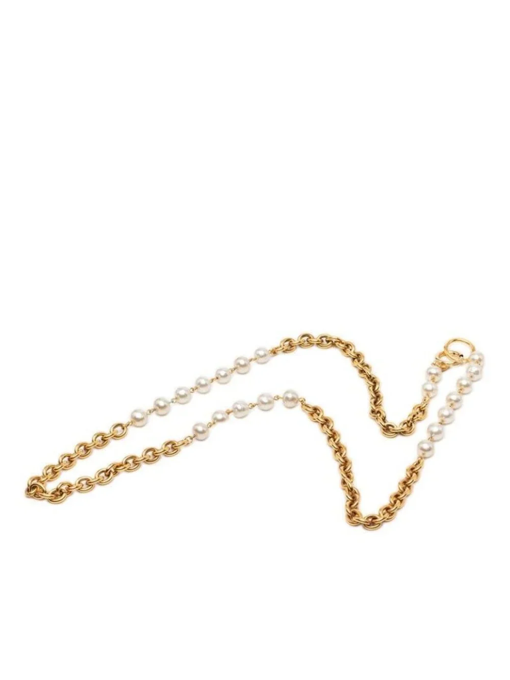Chanel Vintage Necklace Gold Plated Faux Pearl