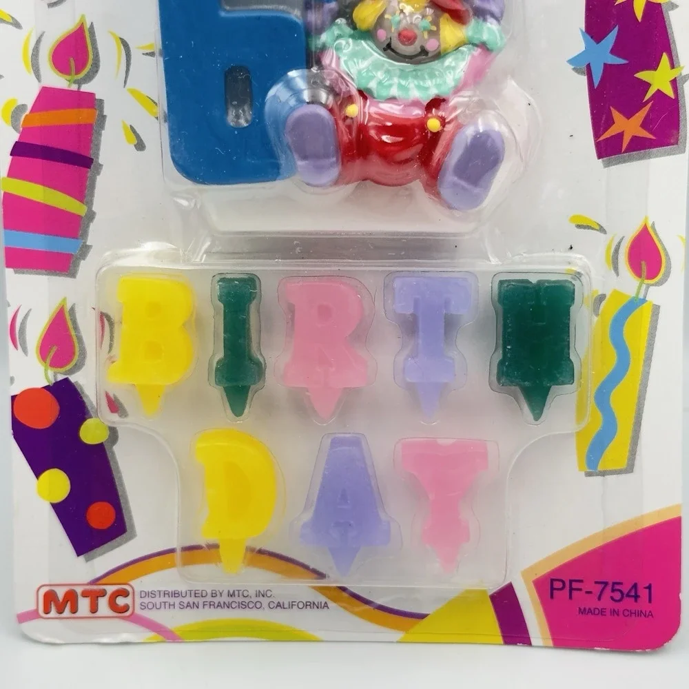 Vintage MTC Happy 6th Birthday Clown Candle Set‎ Circus Fun