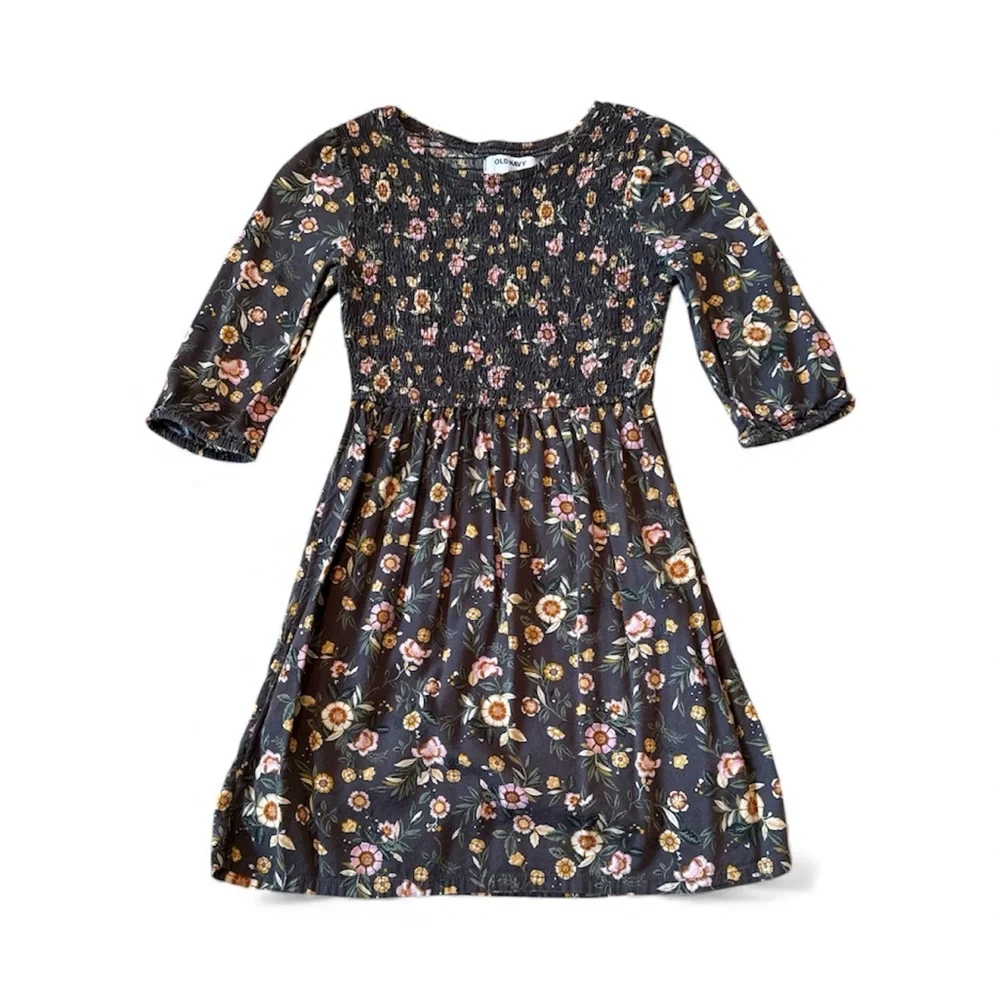Old Navy Floral Kids Dress - Black and Pink