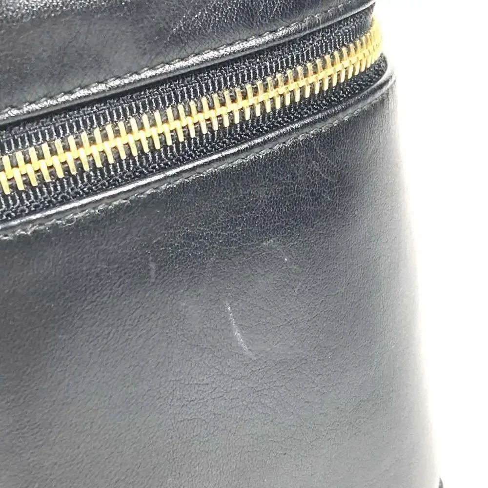 CHANEL black leather