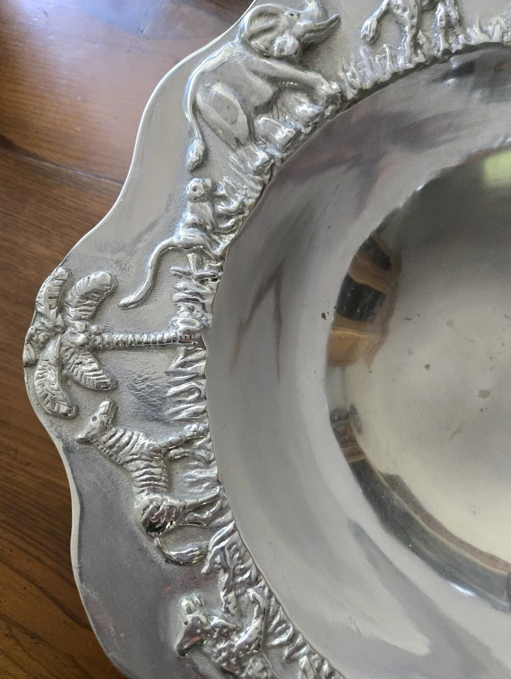 Mariposa Ornate Silver-Tone Animal Motif Decorative Serving Bowl