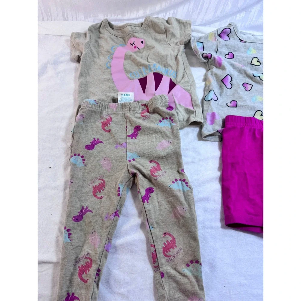 Garanimals Baby Girls 12M‎ 4pc Outfit Set Dinosaur Hearts Gray Pink Mix Match
