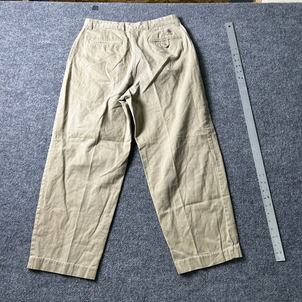 Tommy Hilfiger Chino Pants Mens Size 32X26 Beige Pleated Relaxed Fit Vintage