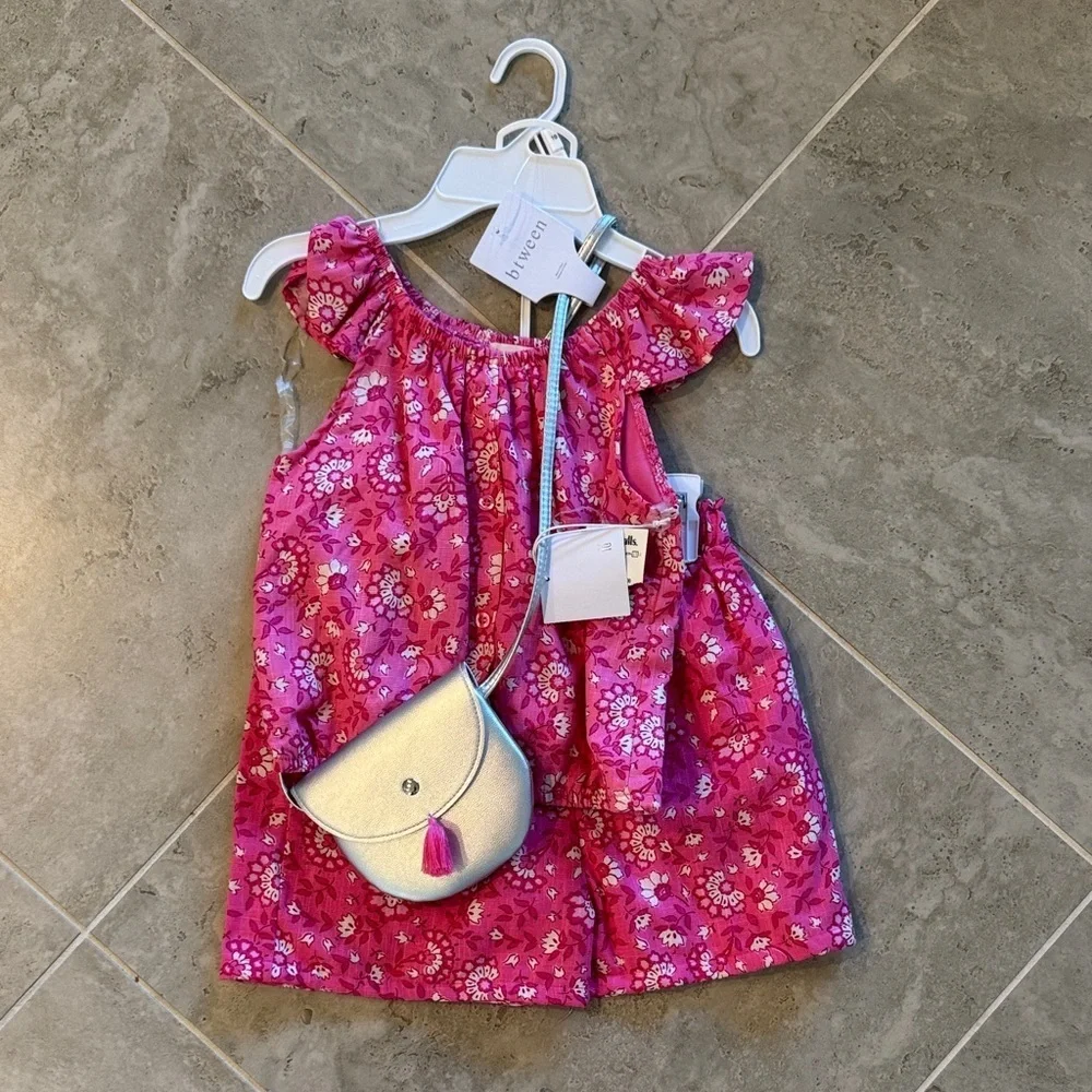 btween Pink Floral Top and Skirt Outfit