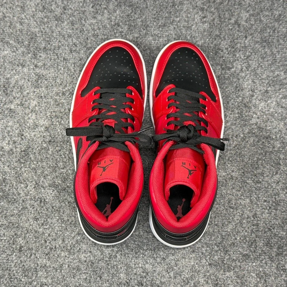 Jordan 1 Mid Reverse Bred Shoes Men's 11 Red Black Athletic Retro Sneakers