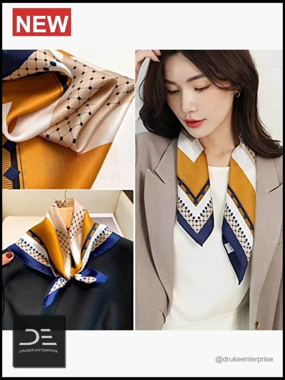 Square Polyester Satin Scarf for Hair, Bag, Neck