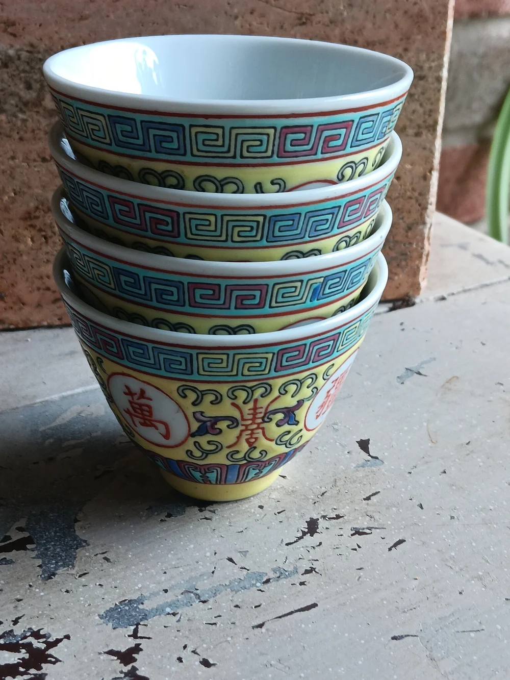 Yellow Famille Rose measure inches